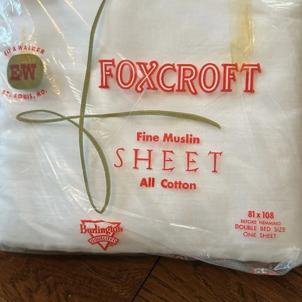 Vintage new in packaging Foxcroft‎ Fine Muslin White double (full) sheet